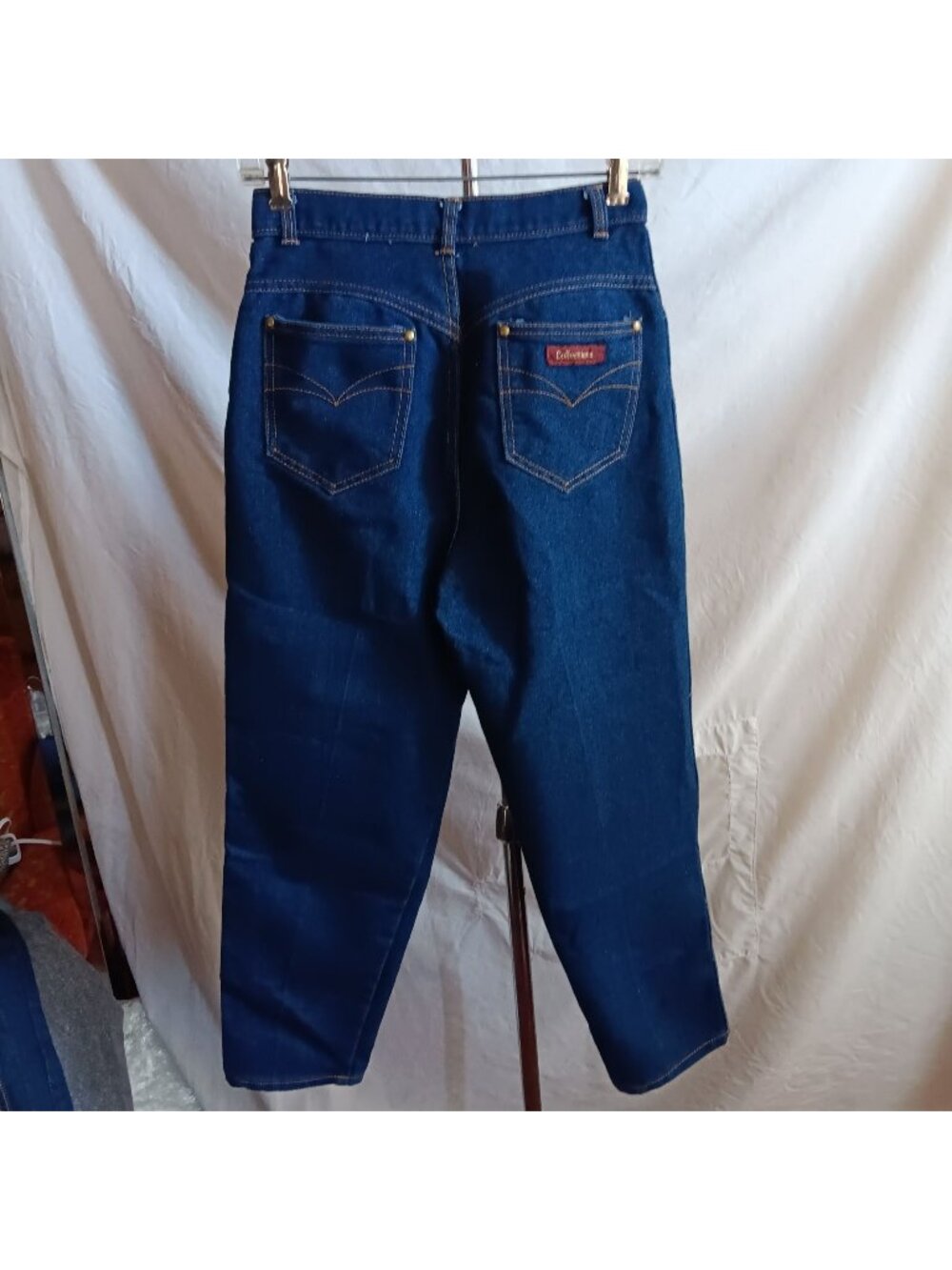 Vintage 27x28 sz 12 Classic Blue Straight-Leg Denim Jeans 1980's Disco